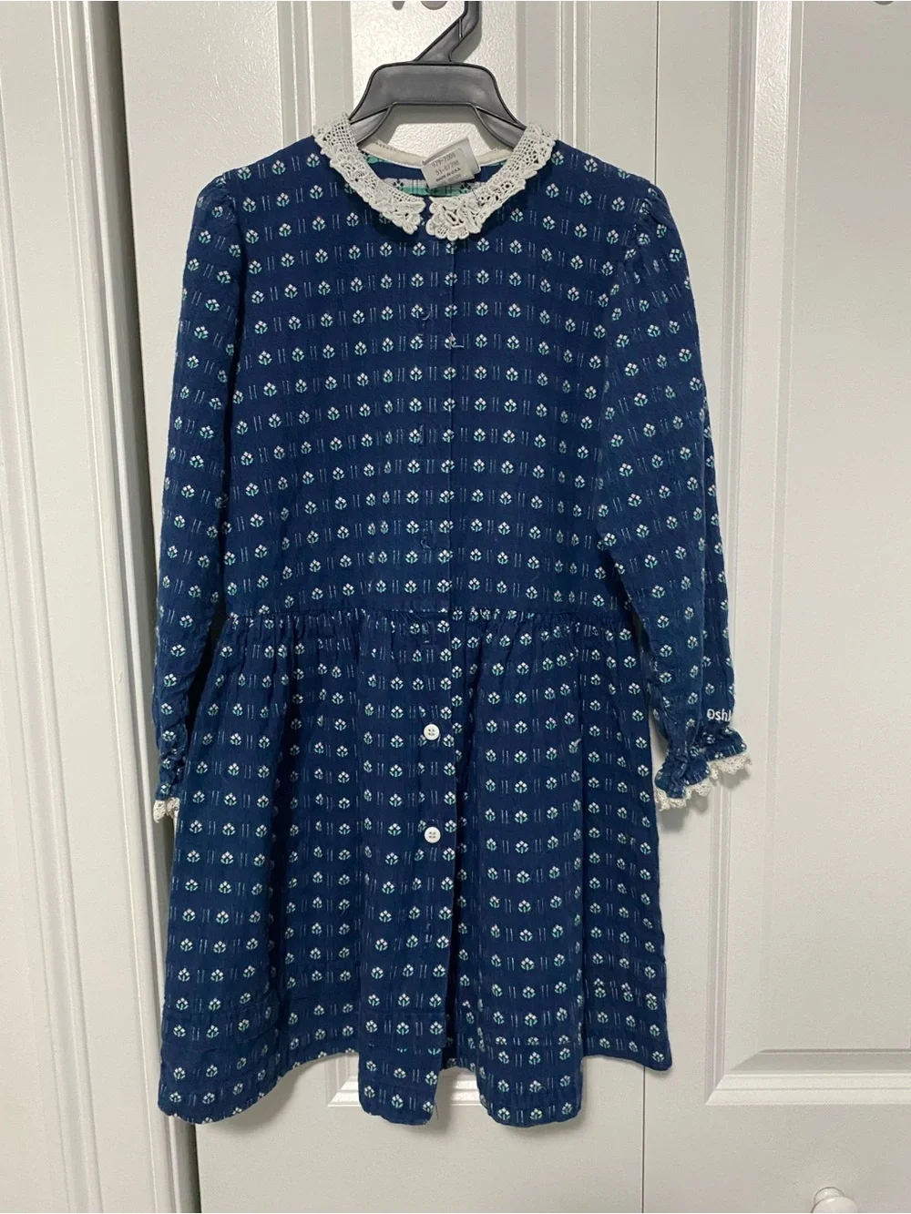 OshKosh B'gosh Vintage Navy Dress with White Lace Collar